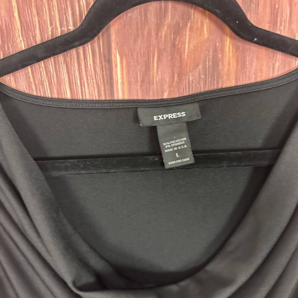 Express Cowl Neck Tank Top Black Y2K Vintage Size Large L Made in USA - Picture 4 of 5